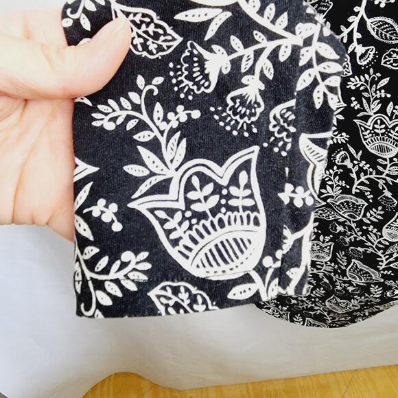 Boden Black & White Floral Long Sleeve Ruched Jersey Mini Dress Women's size 12L - Picture 5 of 13